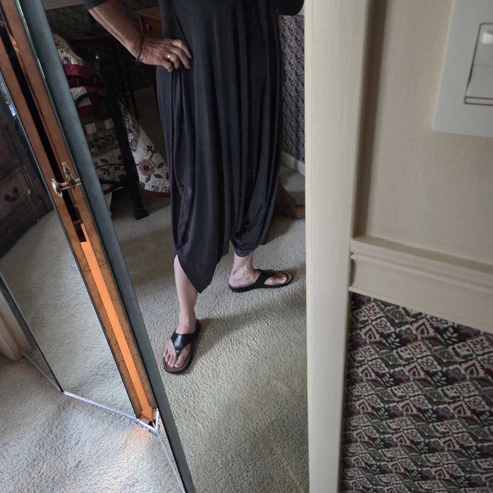 Harem Style Dark Gray Asymmetrical Dress Perfect for Lagenlook Style - Picture 5 of 16